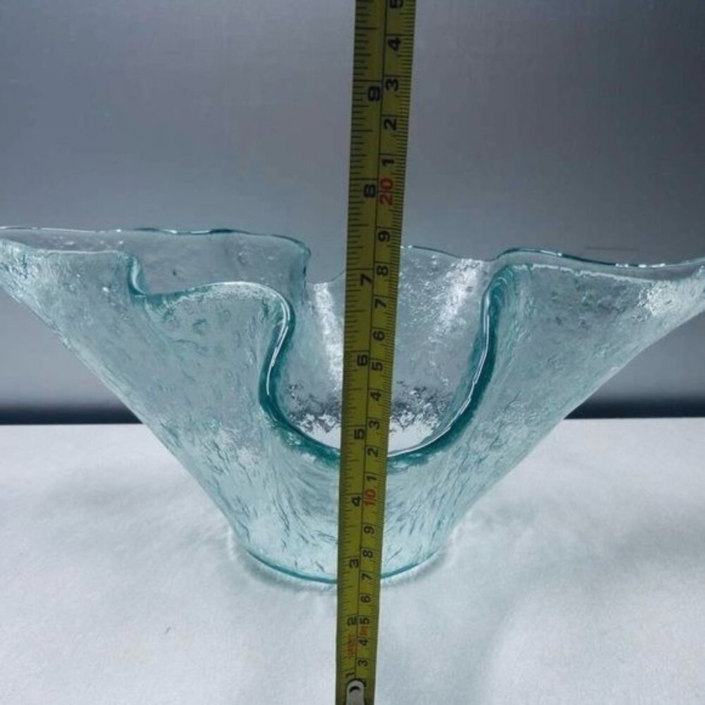 NWT MURERO Italian Eco Recycle Large Handkerchief Ruffle Glass Bowl - Picture 4 of 6